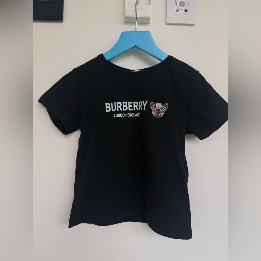 Burberry Black Tee with Logo and Bear Patch